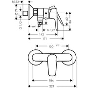 Hansgrohe - Brausenmischer Aufputz TALIS E PGO
