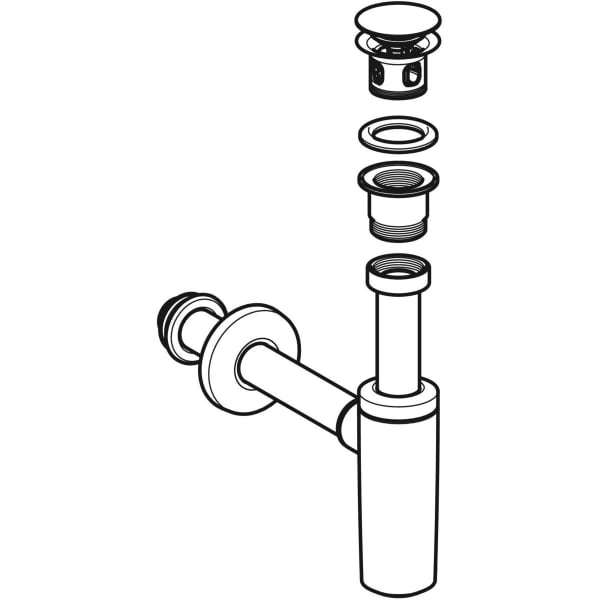 Geberit Vertriebs - Waschbeckenablauf mit Siphon DN32/40 Außenventilstopfen mit Druck-Bet. chrg