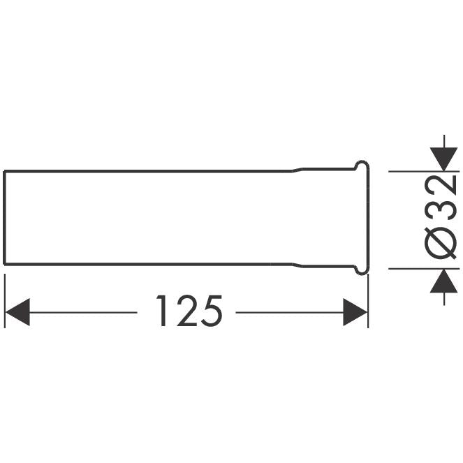 Hansgrohe - Verlängerungsrohr aufgeweitet DN32 125mm chrom