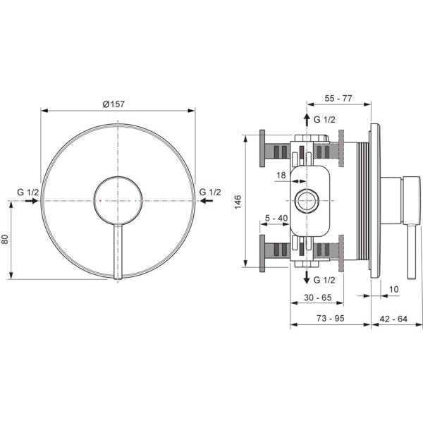 Ideal Standard - IS Brausearmatur UP Ceraline Nuovo Chrom