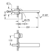 Grohe - 2-Loch-WT-Wandbatterie EUROCUBE 23447 FMS hard graphite gebürstet