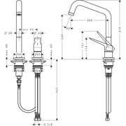 Hansgrohe - 2-Loch Spültischmischer AXOR Citterio M steel mit Schwenkauslauf