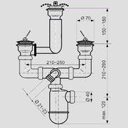 Sanitärtechnik Eisenberg - Ab- u.Überlaufgarnitur 11/2x40mm für Doppelspüle