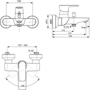 Ideal Standard - Badearmatur AP CONNECT AIR Ausld. 174mm, Chrom