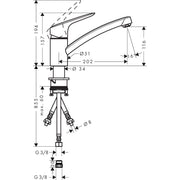 Hansgrohe - Spültischmischer LOGIS 120 Schwenkauslauf drucklos chrom