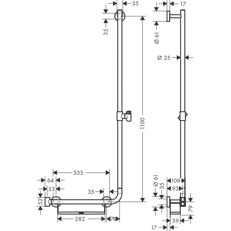 Hansgrohe - Brausenstange UNICA Comfort 1100mm R weiß/chrom
