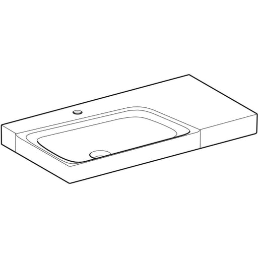 Geberit Vertriebs - Waschtisch XENO2 m. Ablg. re, 90x48cm m. Hl., o. Ül., KeraTect