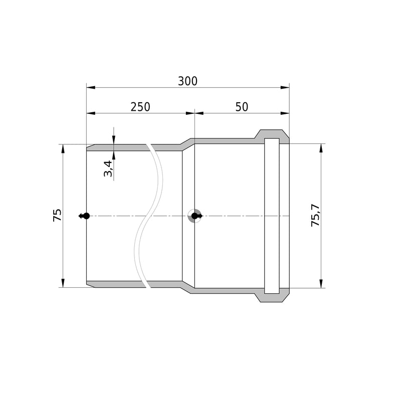 Wavin - Rohr AS+ DN 70 0,25 m S/PL
