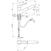 Ideal Standard - Küchenarmatur CERAFLEX, m.herausz.HB, Ausld.210mm, Chrom