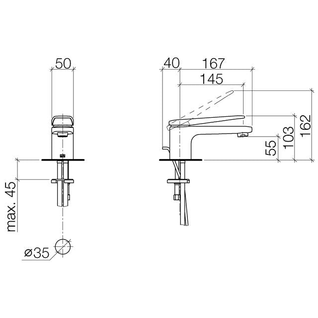 Dornbracht - Waschtisch EHM GENTLE 33500720-00 Ausladung 145mm chrom