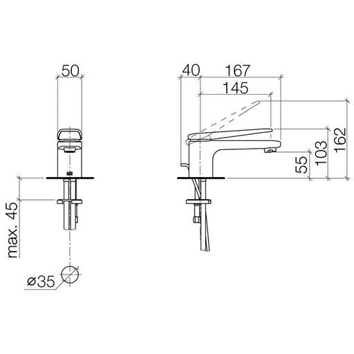 Dornbracht - Waschtisch EHM GENTLE 33500720-00 Ausladung 145mm chrom