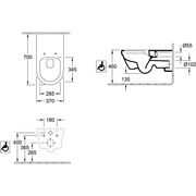 VILLEROY & BOCH - T-WC ViCare R0 370x700x325mm ov wandh. Abg. waagr. DF we Alpin AB c