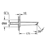 Grohe - Wanneneinlauf EUROSMART 13448_3 Wandmontage Ausladung 171mm chrom