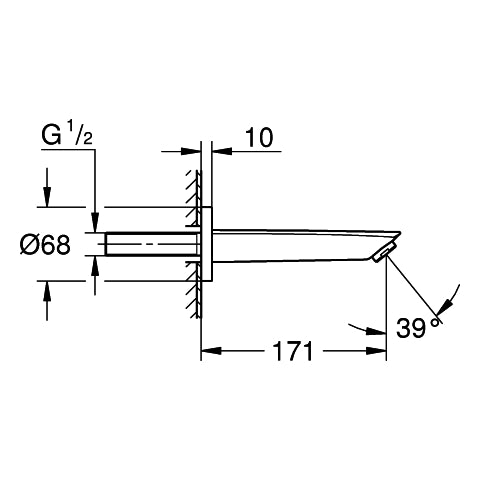 Grohe - Wanneneinlauf EUROSMART 13448_3 Wandmontage Ausladung 171mm chrom