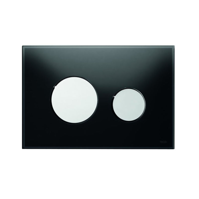 TECE SE - TECEloop WC-Betätigungsplatte 2-Mengen Glas schwarz, Tasten Chrom-g # 9.240.656