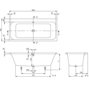 VILLEROY & BOCH - Badewanne Architectura 157ARE2A1 re-eckig m. System AC TP1 Weiß Alpin