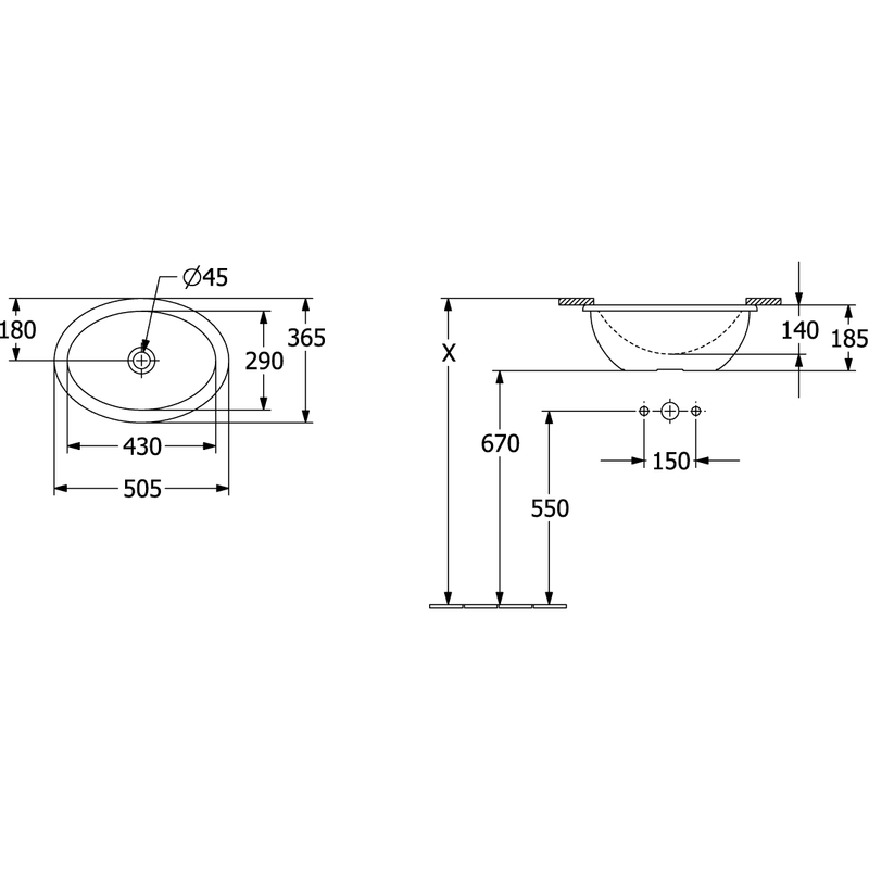 VILLEROY & BOCH - UnterbauWT Loop&Friends 430x290mm ov m. ÜL. Außenseite glasiert we Alpin c
