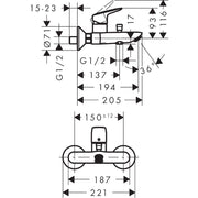Hansgrohe - Wannenmischer AP LOGIS chrom 71400
