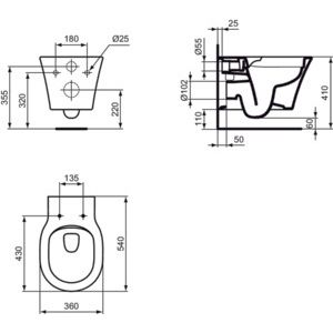 Ideal Standard - Wand-WC Connect Air Randlos 360x540x350mm Weiß