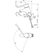 Ideal Standard - WT-Sicherheitsarmatur CERAPLUS B8221A Bedienhebel 180mm o.Ablaufg.chrom