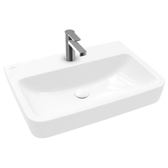 VILLEROY & BOCH - Waschbecken O.novo 650x460mm Eckig 1HL. o. Überlauf Weiß Alpin CeramicPlus