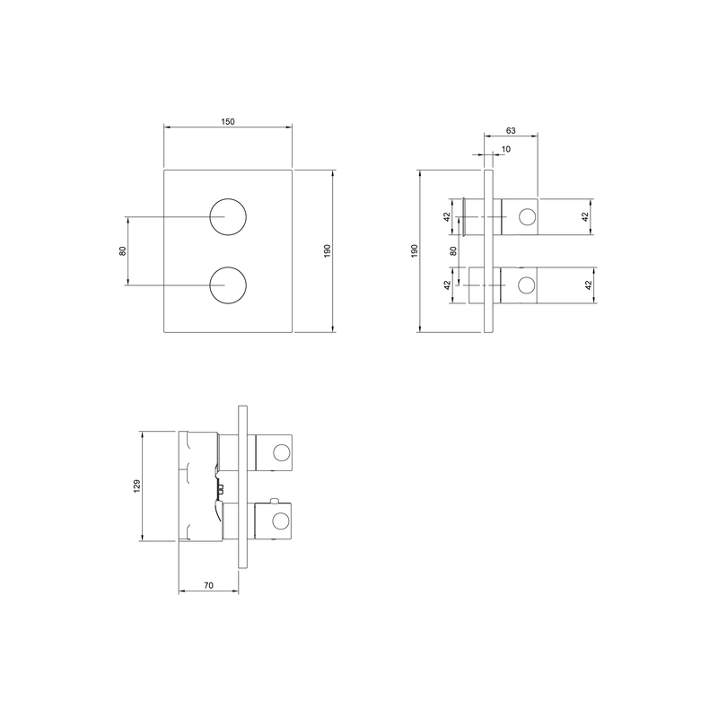 VILLEROY & BOCH - Unterputz-Thermostat Universal Taps 150x190x58mm Dusche Eckig Matt Black