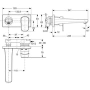 Ideal Standard - Wand-WT-Armatur UP TONIC II,5 l/min., Bausatz 2,Ros.193x83mm,Ausld.225mm,Chrom