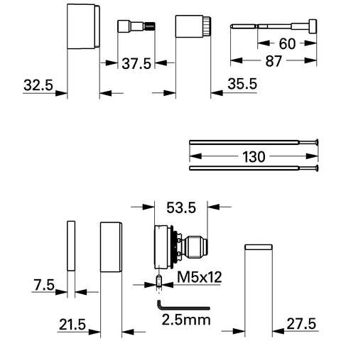Grohe - Verlängerungsset 47249 27,5mm für Automatic 2000 Spezial chrom