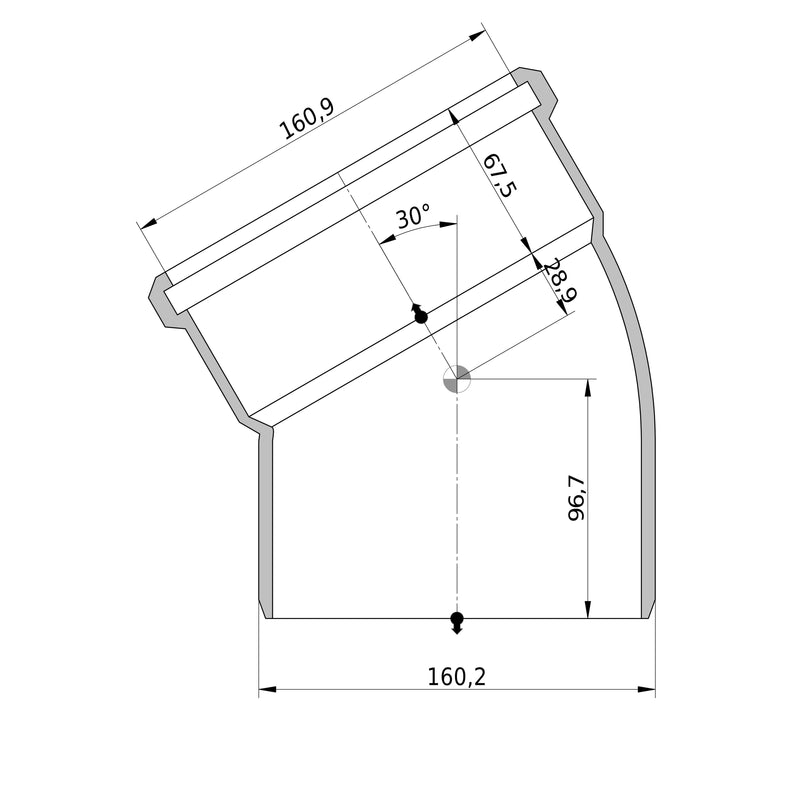 Wavin - Bogen AS+ DN 150 30 Grad