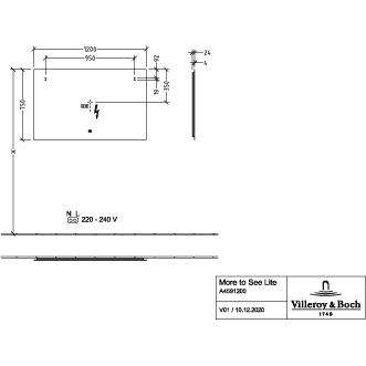 VILLEROY & BOCH - Spiegel More to See Square A47512 1200x700x27mm mit Beleuchtung
