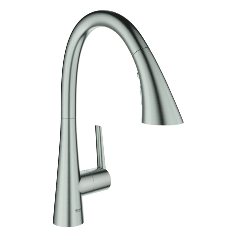 Grohe - EH-SPT-Batterie ZEDRA 32294 C-Ausl ausziehb. 3-Strahl-Spülbrause supersteel