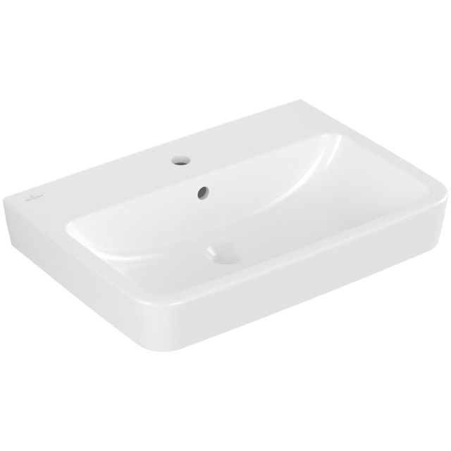 VILLEROY & BOCH - Waschbecken O.novo 650x460mm Eckig 1HL. m. ÜL. geschliffen Weiß Alpin cplus