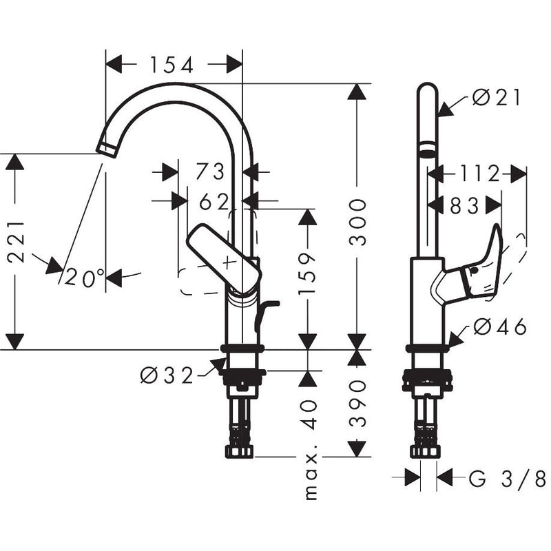Hansgrohe - Waschtischmischer LOGIS 210 chrom mit Schwenkauslauf 71130