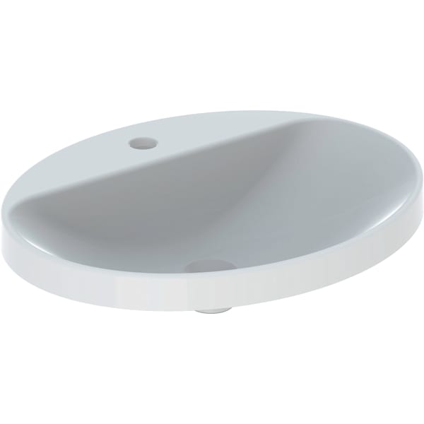 Geberit Vertriebs - Einbau-WT VARIFORM, oval, 600x480mm mit Hahnloch, ohne Überlauf, weiß