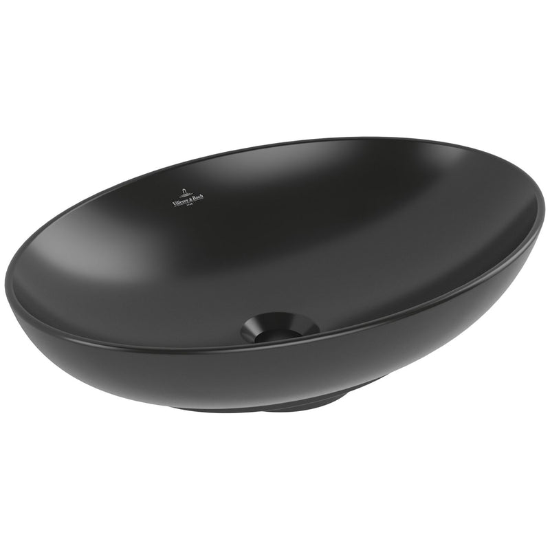 VILLEROY & BOCH - Aufsatzwaschbecken oval 560x380mm o.Hahnl/Überlauf CeramicPlus Pure Black