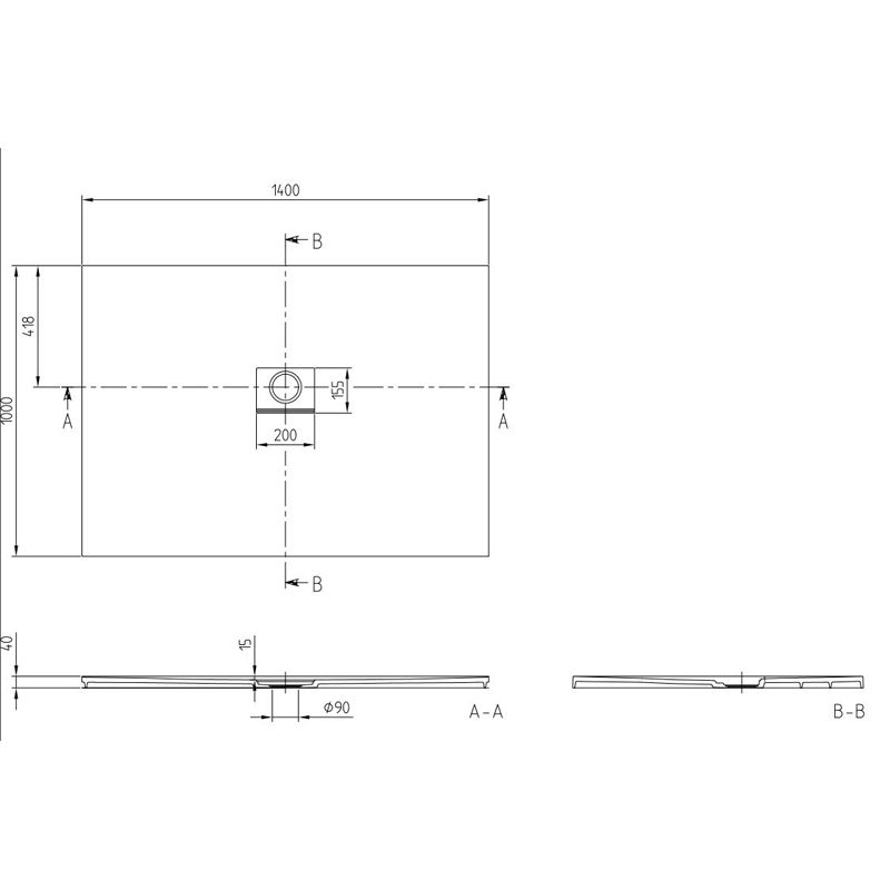 VILLEROY & BOCH - Quaryl-Duschwanne A18 1400x1000x40mm weiß