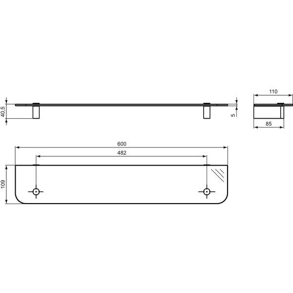 Ideal Standard - Glasablage CONNECT 600mm N1394AA chrom