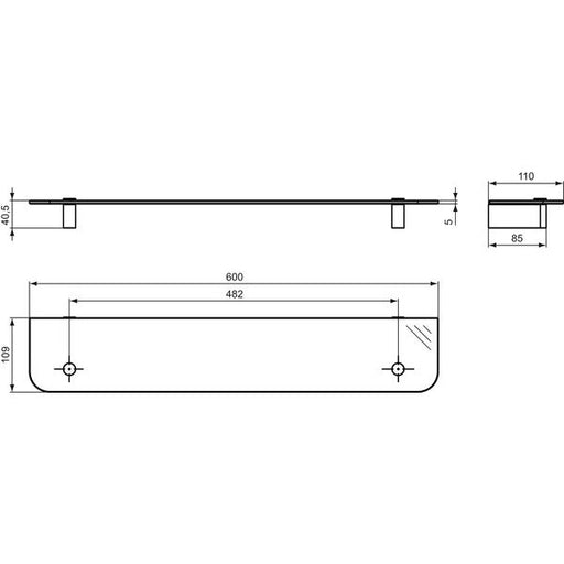 Ideal Standard - Glasablage CONNECT 600mm N1394AA chrom