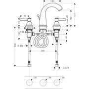 Hansgrohe - 3-Loch Waschtischarmatur Axor Carlton chr./gold Hebelgr.hoher Auslauf