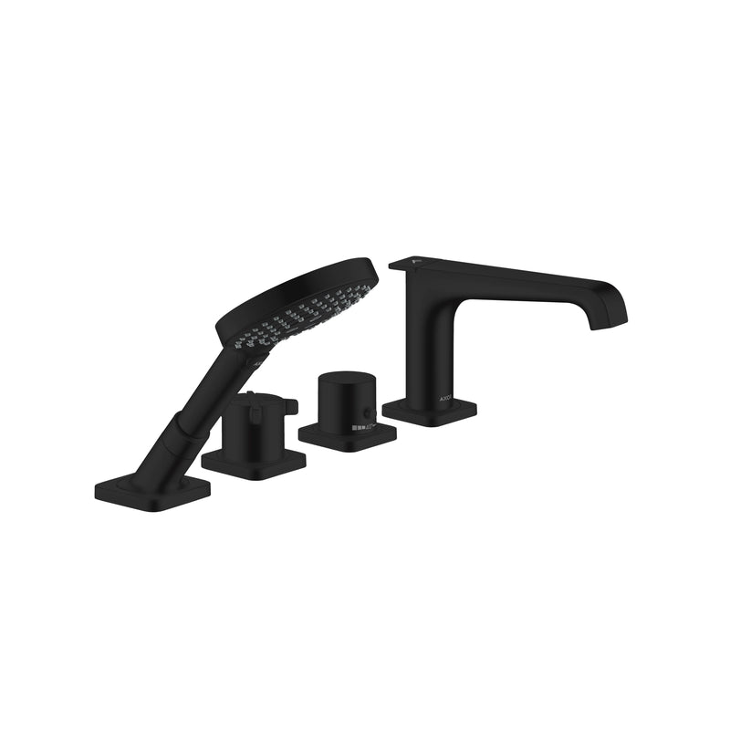 Hansgrohe - 4-Loch Wannenarmatur Axor Citterio E mattschwarz Fliesenrand mit Thermostat