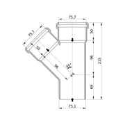 Wavin - Abzweig AS+ DN 70x70 45 Grad