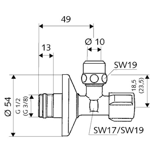 SCHELL - Eckregulierventil COMFORT 3/8 chrom, mit ASAG