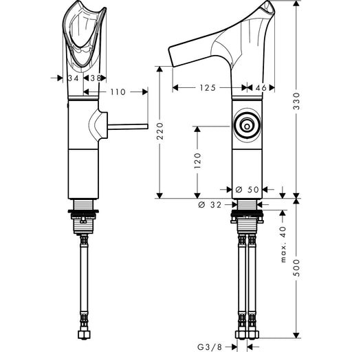 Hansgrohe - Waschtischmischer AXOR Starck V chrom f.Waschsch.Nicht f.(halb-)öff. Ber.empf