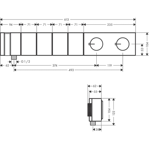 Hansgrohe - Thermostatmodul Unterputz Select AXOR Edge F-Set 4 Verbr.Diamantschliff chrom