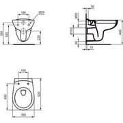 Ideal Standard - Wand-T-WC EUROVIT, ohne Spülrand 360x530x350mm, weiß