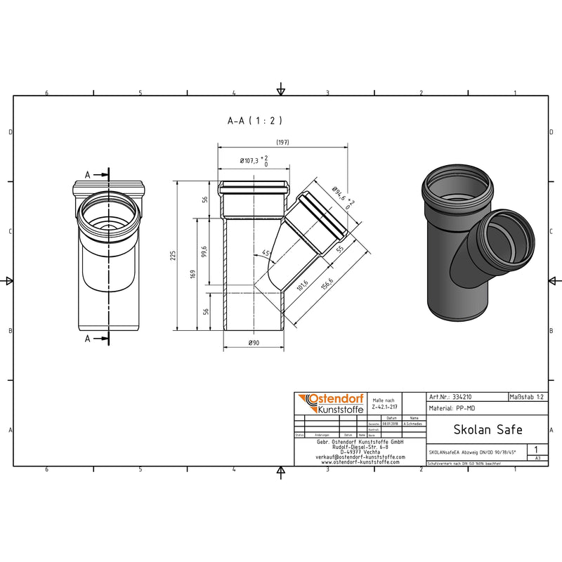 Gebr. Ostendorf - Safe Abzweig DN/OD 90/78 45Grad