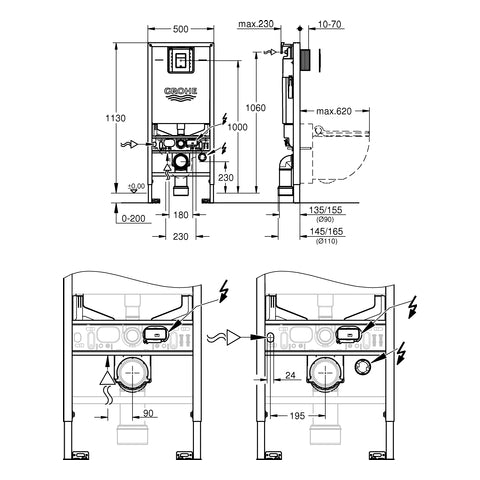 Grohe - 3-in-1 Set RAPID SLX für WC 39603 m. Skate C Betätigung S chrom/Wandwinkel