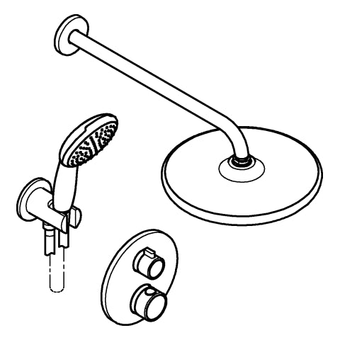 Grohe - UP-Duschsystem Grohtherm 103996 rund 2 ASV für Duschrahmen Mono chrom