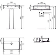 Ideal Standard - Waschtisch CONCA, o.Hl., m.Ül., 600x450x165mm, Weiß mit IdealPlus
