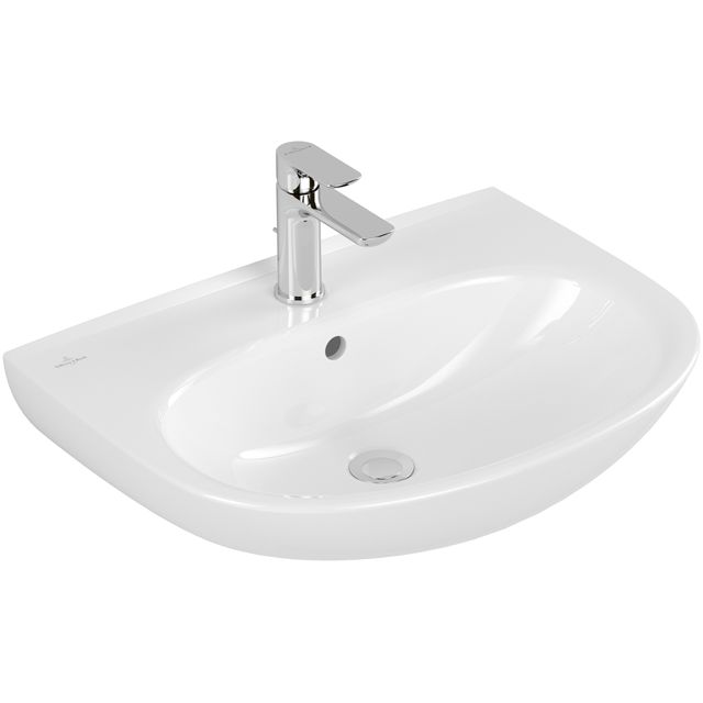 VILLEROY & BOCH - Waschbecken O.novo 600x460mm Oval 1HL. mit Überlauf Weiß Alpin CeramicPlus